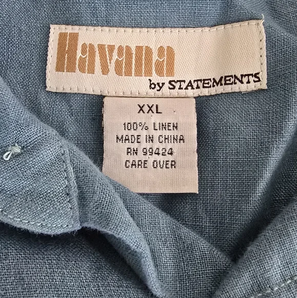 Havana By Statements Ocean Blue Short-Sleeve Button-Down Shirt - XXL - Picture 2 of 6